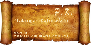 Plakinger Kolumbán névjegykártya